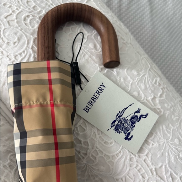 Burberry Beige and Red Check Umbrella - Picture 2 of 6